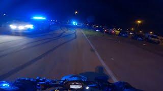 Police chase at the streetrace | Swedish bikelife