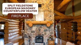 Split Fieldstone European Masonry Counterflow Heater Fireplace