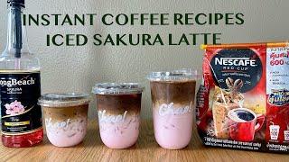 MAKE SAKURA LATTE USING INSTANT COFFEE - 3 CUP SIZES