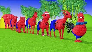 Paint Animals Spider Man Chicken Goad Cow Gorilla Tiger Dinosaur Elephant Fountain Crossing Animals