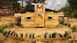 Building a Cabin in the Woods – Bushcraft Survival Skills – Camping Alone, Fireplace