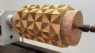 Amazing Woodturning Crazy - A Work Art With An Impressive And Unique Geometric Design On Wood Lathe