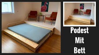 Podest mit ausziehbarem Bett. Podestbett selber machen. #diy #carpenter #selbermachen #studio