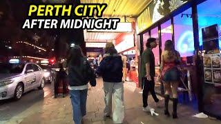 Perth Night Life, Saturday after Midnight, Walking Tour 4K, Australia