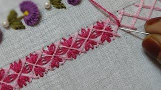 New Simple Border Line Stitch for Beginners || Borderline Embroidery