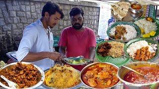 Cheapest RoadSide Unlimited Meals | Indian Street Food | #Meals #Vegmeals #NonVegMeals