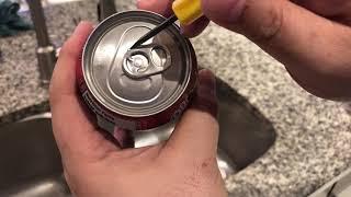 How to empty soda cans with hidden hole. (air-filled cans) Pop Can Collecting