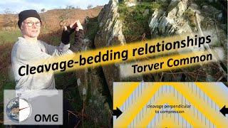 Cleavage - bedding relationships - so much information in a tiny outcrop on Torver Common.