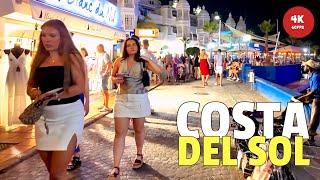 Night Walk on Costa Del Sol from Benalmadena to Torremolinos [4K 60FPS] Spain Relaxing Walking Tour