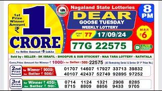 DEAR LOTTERY 8PM SAMBAD 17.09.2024 || NAGALAND LOTTERY RESULT