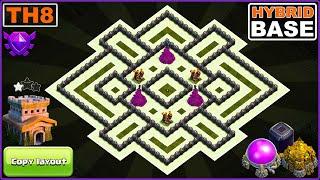 NEW BEST! TH8 Hybrid Base 2023 COPY LINK | COC Town Hall 8 Symmetrical Base