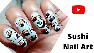 Easy SUSHI Nail Art || Japanese Food Nail Art