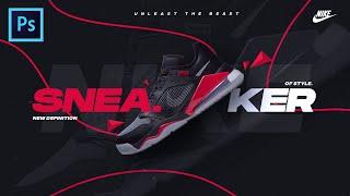 Nike Sneakers Shoe Poster Design in Photoshop - हिंदी