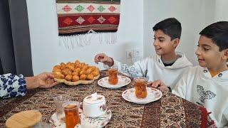 A Rural Persian Brunch: Quince Tea, Quince Jam, and Homemade Walnut Ghotab Delight