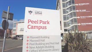 [4K] Manchester Walk ㅣSalford UniversityㅣUniversity of SalfordㅣUK Universitiesㅣ10 mins ㅣCampus Tour