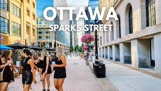 Downtown Ottawa Evening Walk Tour Sparks Street | 4K UHD