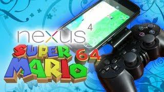 Nexus 4 with Gameklip and PS3 controller, playing Super Mario 64!