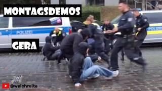 Antifa Blockade & Christian Klar Rede, Gera Montagsdemos 9.9.24 (Quelle: TV. Ostthüringen)