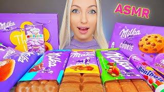 ASMR EATING CHOCOLATE MILKA, CANDY BARS, ICE CREAM, COOKIE (DESSERT) MUKBANG 초코 바, 디저트 먹방