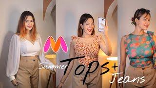 Latest Myntra Summer Floral Tops Haul ️ Also Tried Jeans from Myntra| Charchita Sarma #summertops