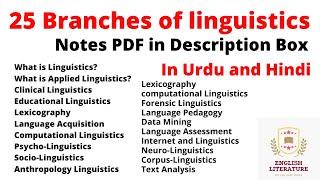 Branches of Linguistics In English, 25 Sub-Fields of Linguistic and Applied Linguistics, Notes PDF.