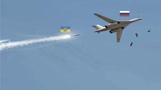 Scary moment! A Russian Topolev Tu-160 heavy strategic bomber was hit by Ukrainian anti-air missile.