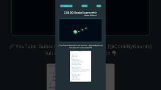 3D Social Media Buttons Using HTML & CSS!  #shorts #webdevelopment #3danimation #css