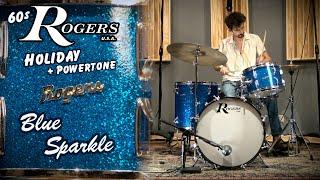 Rogers 60s Holiday & Powertone matched Drum Kit - Blue Sparkle