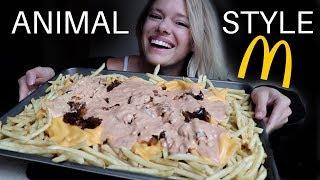 McDonald's Animal Style Fries Mukbang + Recipe Review