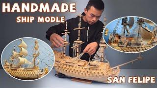 Handcrafting a Spanish Ship with Wood and Bamboo Mats【tianliang】