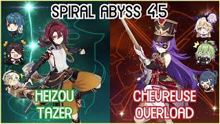 NEW SPIRAL ABYSS 4.5 - Heizou Tazer x Chevreuse Overload | No Geo Unit 4* Challenge Full Star Clear!