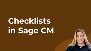 Checklists in Sage Construction Management