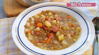 German Style Lentil Soup with Sausages - delicious and simple |   SUB|‍Miss J’s Kitchen #28