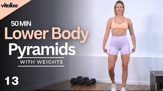 50 Min LOWER BODY WORKOUT with WEIGHTS | Pyramid Strength Training