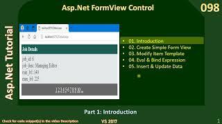 Asp Net FormView | Part 1 - Introduction | Asp Net Tutorial #98