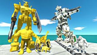 Gold Gundam RX-78 + Gold Hulk Team Rescues Kiryu Mechagodzilla Evolution and Fight  - ARBS