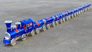 Make a longest toy train with Pepsi cans   Cars at Home - DIY