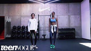 Olympic Gold Medalist Allyson Felix Teaches Some Moves to Model Kai Newman