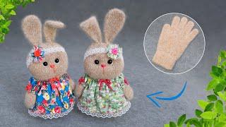 I sewed wonderful bunnies from gloves for all my friends as a giftDIY Bunny