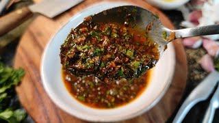 Chimichurri casero fácil | Chimichurri picante para carne asada ️ - Poesía de Fogón