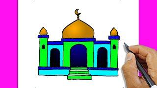 How To Draw Mosque Very Easy