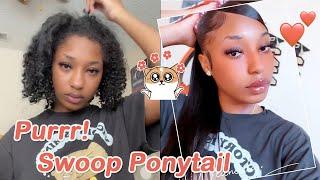 HOW TO: Slay Barbie Ponytail With Weave And Swoop Bang On Natural Hair ft.@UlaHair