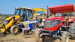 Jcb 3dx Eco Xpert Backhoe Machine Working With Mahindra and Swaraj Tractor | Jcb and Tractor Cartoon