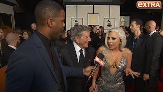 Lady Gaga Gets Flustered Over Engagement Rumors on Grammys Red Carpet