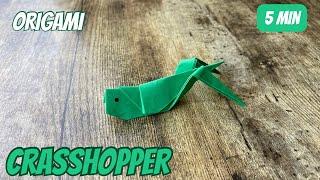 EASY ORIGAMI GRASSHOPPER TUTORIAL STEP BY STEP | DIY GRASSHOPPER ORIGAMI FOLDING PAPER INSECTS CRAFT