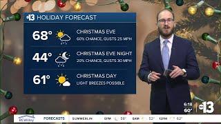 Warm and dry Monday with rainy Christmas Eve on the way