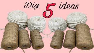5 Diy Ideas With Rope/ Jute Rope Crafts/ Cotton Rope Craft Ideas/ اعمال يدويه بالخيش