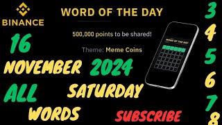 Binance Word of the Day Answer Today 16 November 2024|6 Letter Binance Word of the Day Answer