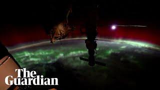 Nasa releases timelapse capturing red and green auroras over Earth