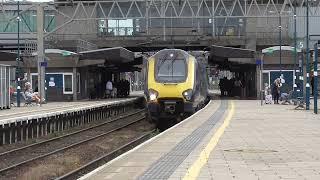 Stafford Railway Station 221108 XC Voyager (Ex AWC) departs P5 on LATE 1M42 on 25th May 2025